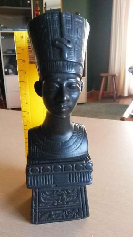 Very attractive and heavy Egyptian Farroah art. 16cm high. Very heavy- 600gm. Feels like a stone.