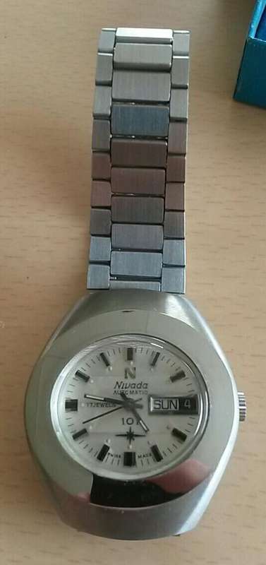 Rare and collectible swiss made Nivada watch. Vintage, yet never used. Still in box.