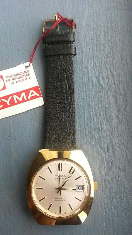 Rare and collectible Vintage new-old stock Swiss made Cyma. Still with shop tag
