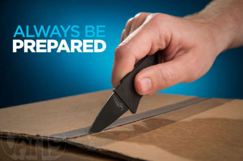 2 for one bid !! Credit Card wallet knife- surgical steel in a safety sheath- by Cardsharp Sinclair