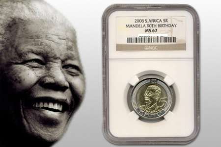 SUNDAY ONLY Mint State NGC cert MS67  Mandela 90th Birthday 2008 R5