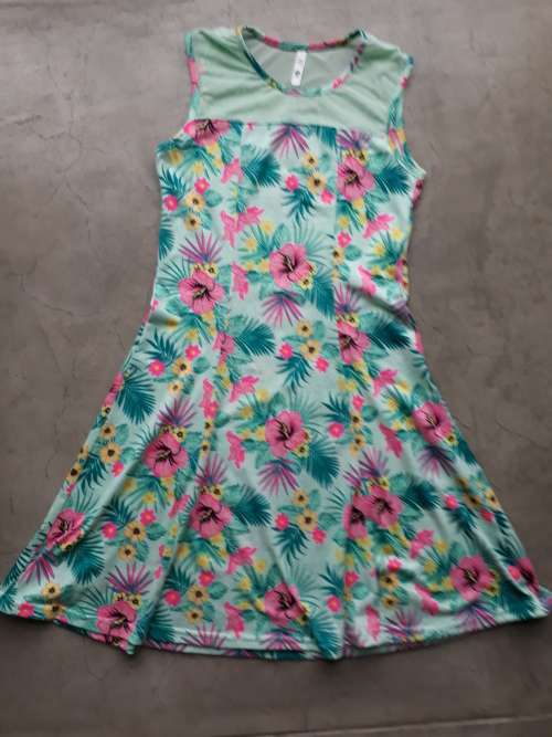 GIRLS TROPICAL PRINT DRESS 11/12 YEARS