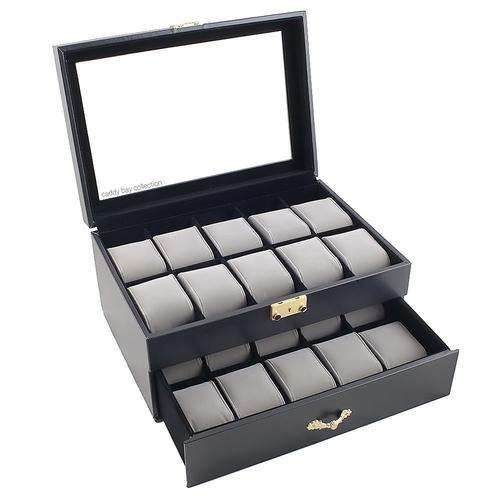 Luxury 20 Slots Watch Box - BLACK WOOD