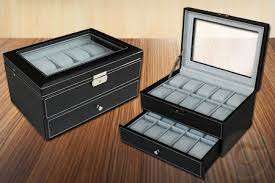Luxury 20 Slots Watch Box - BLACK PU Leather