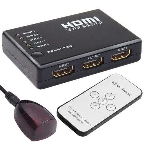 5 PORT HDMI Switch Switcher Selector Splitter Hub Box Remote 1080p FOR HDTV PS3
