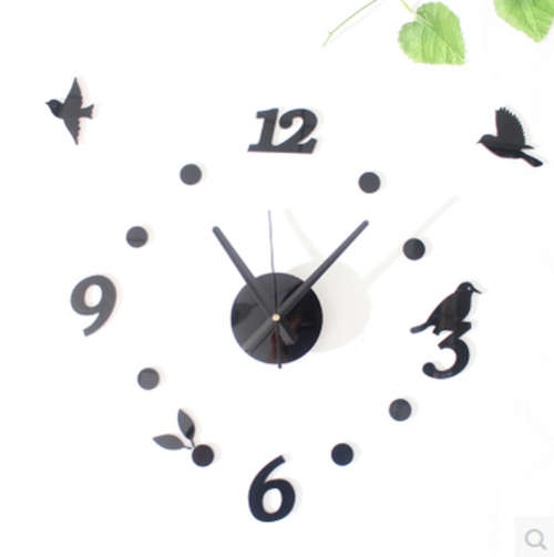 DIY Large Wall Clock Home Decor 3D Bird Sticker Pink ,Red ,Black