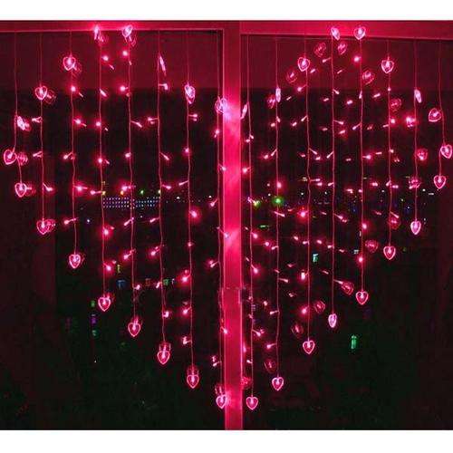 Christmas Wedding Indoor Party 2 Meters Wide Heart Shape LED String Lights Decoration Curtain(220V)
