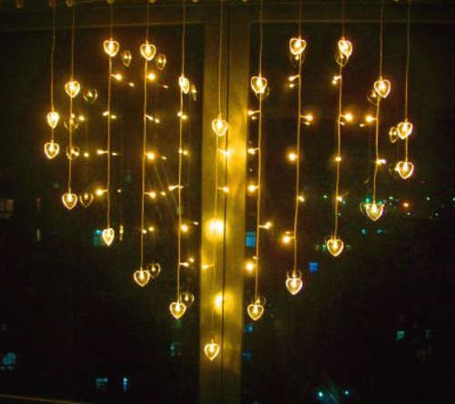 Indoor Party Christmas Wedding 1 Meters Wide Heart Shape LED String Lights Decoration Curtain(220V)