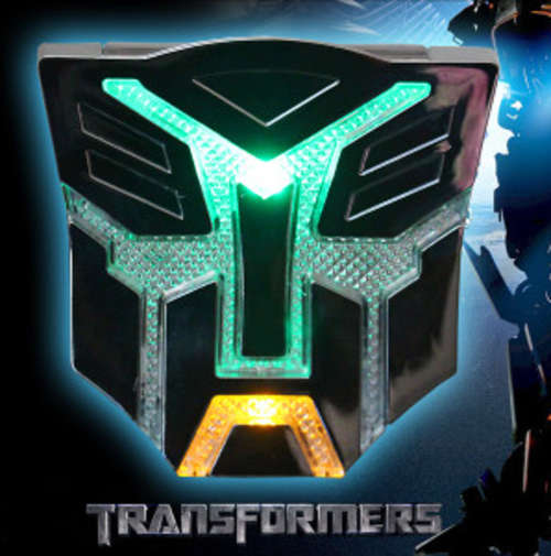 Solar power LED Flash strobe Light Emblem Badge Transformers autobots or decepticon