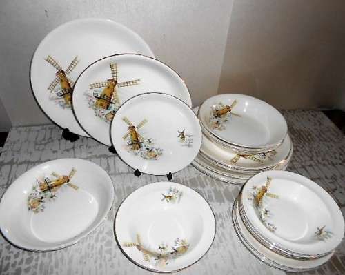 OLD DUTCH MILL ALFRED MEAKIN DINNER SET 4 PLACE SETTING