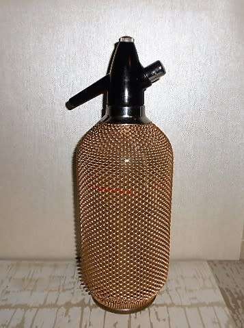 ART Deco Style Syphon Gold Mesh Covered  Czechoslovakian Seltzer / Syphon Bottle