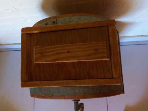 ANTIQUE, WHITE CEDAR CYLINDER BUTTER CHURN, 3 GALLON