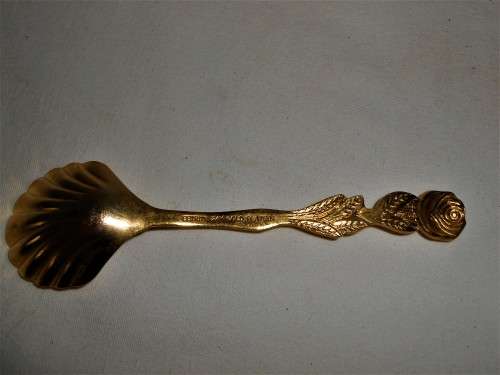 Gold Plated Sugar Spoon with Rose design