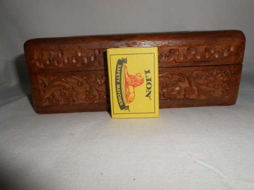 Carved Wooden Jewellery Box with Bone Inlay