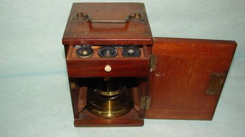 1870 Brass Microscope Baker 244 High Holborn London