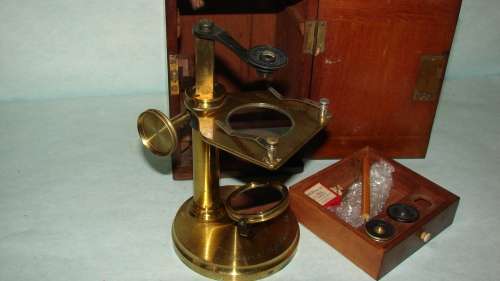 1870 Brass Microscope Baker 244 High Holborn London