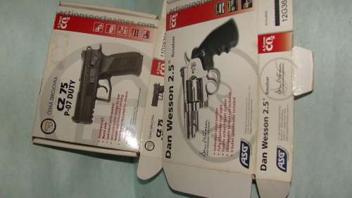 Dan Wesson Revolver & CZ 75 P07 Pistol,  Silencer, Scope, Torch, Steel BB Balls Airguns
