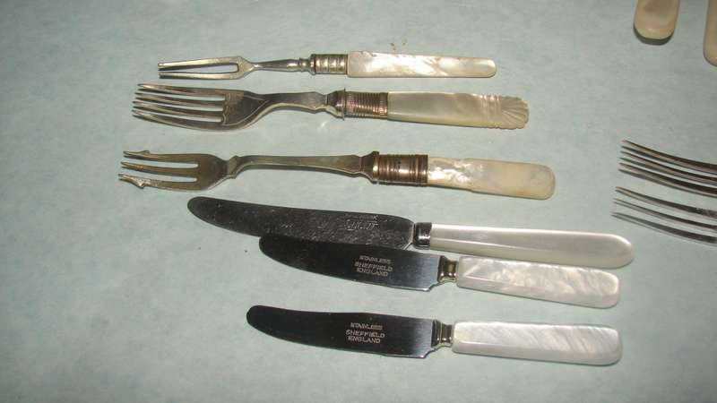 Large Job Lot of Mother of Pearl Cutlery 38  pieces