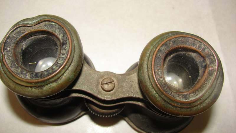 Antique WWI Metal and Leather A Chromatic Day and Night Field Glasses Marine Binoculars
