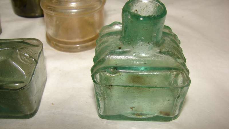SALE Various 7 Glass  Antique Ink Bottles G1