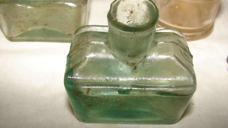 SALE Various 7 Glass  Antique Ink Bottles G1