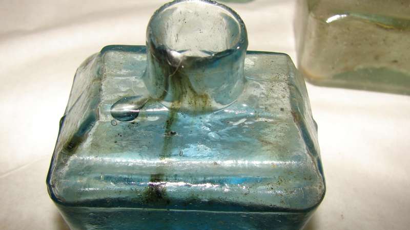 SALE Various 7 Glass  Antique Ink Bottles G1