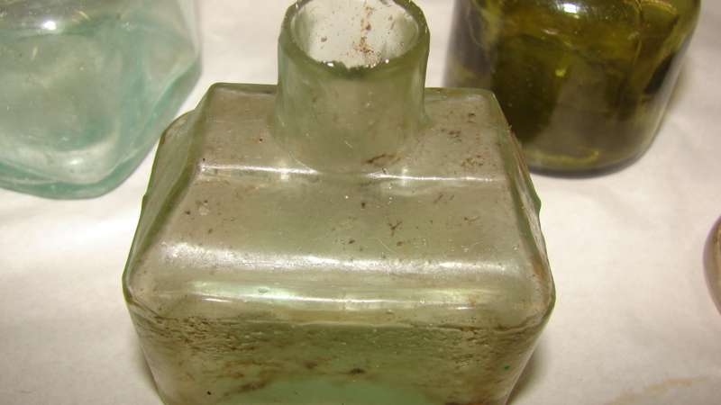 SALE Various 7 Glass  Antique Ink Bottles G1