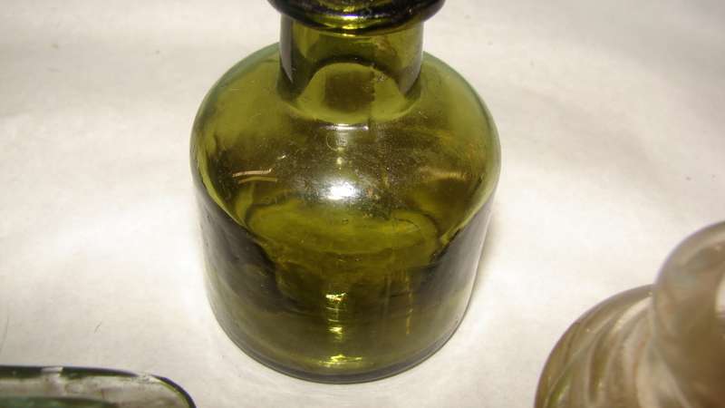 SALE Various 7 Glass  Antique Ink Bottles G1