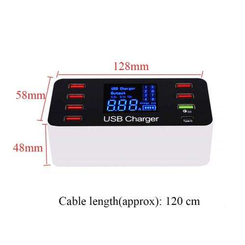 8 Port USB 2.0 + 3.0 + Type-C Intelligent Fast Charging Station Smart Charger