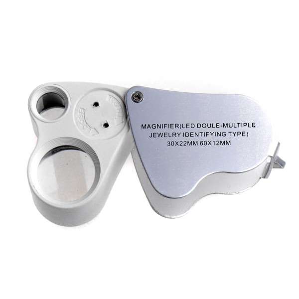 NEW TO BOB -30X 60X Mini Pocket Magnifier Microscope Watch Jewelry Loupe LED H8583
