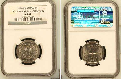 MS61 Mandela Inauguration Coin - SUPER SCARCE COIN TO GET - DON'T LOSE THIS ONE FOR YOUR COLLECTION