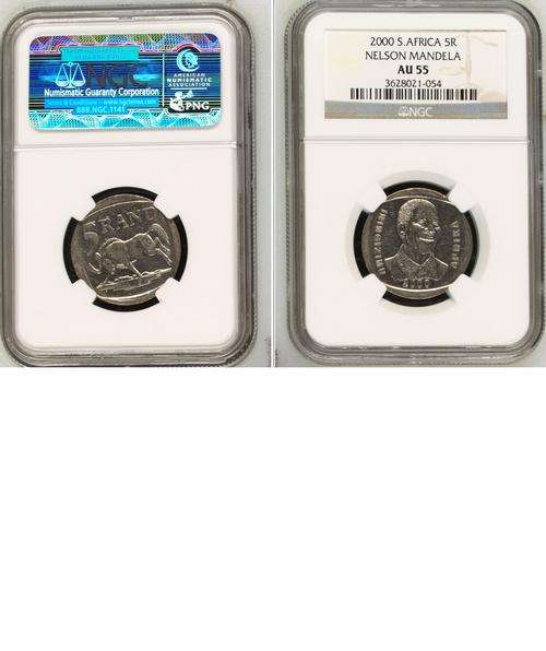 Only 11 available - 2000 Mandela R5 Coins AU55 - Very High Grade