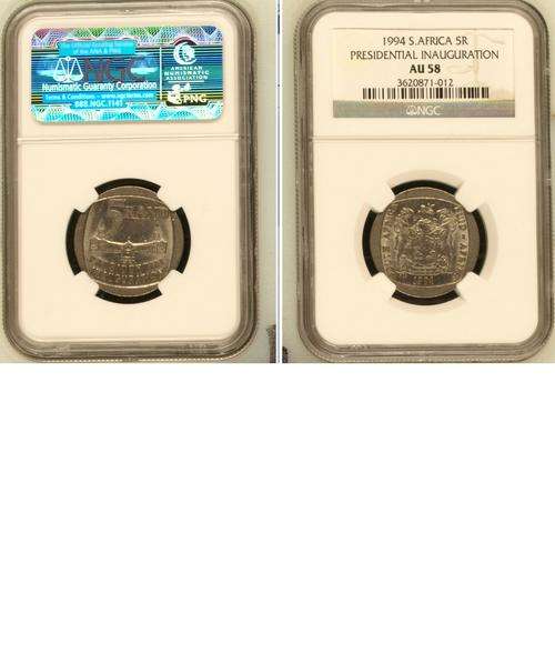 Only 10 available - 1994 Mandela R5 Coins AU58 - Very High Grade