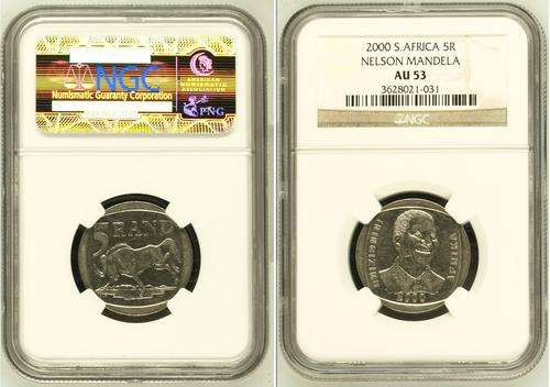 Only 10 available - 2000 Mandela R5 Coins AU53 - Very High Grade