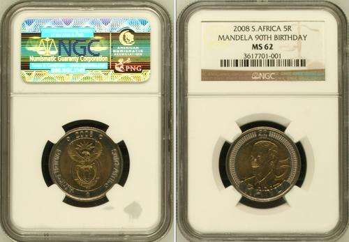 Only 3 available - 2008 Mandela Birthday R5 Coins MS63 - Very High Grade