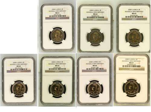 Mandela Birthday Starter Set Now Available From MS61 to MS67 - BID PER COIN IN TOTAL OF 7