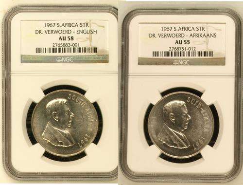 1967 Silver R1 Dr. Verwoerd Coin set. Complete Afrikaans and English R1