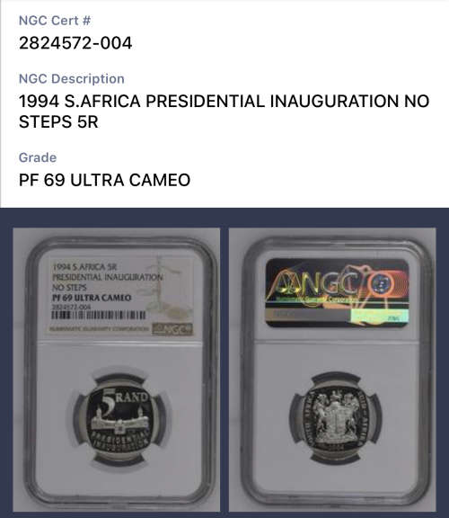 NO STEPS - 1994 South Africa Presidential Inauguration PF69UC