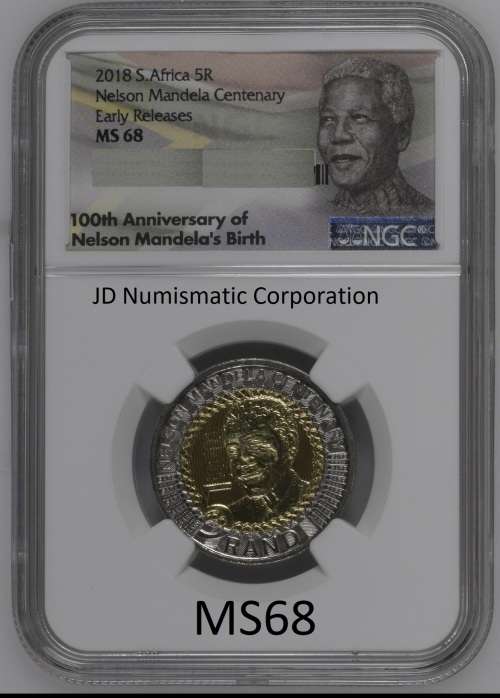 MS68 - FIRST FROM NGC 2018 Mandela 100th Birthday Commemorative R5 Coins NGC Graded - Early Releases