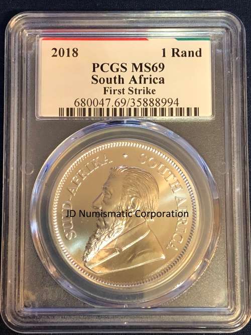 2018 South Africa 1oz Silver Krugerrand MS-69 PCGS (First Strike)