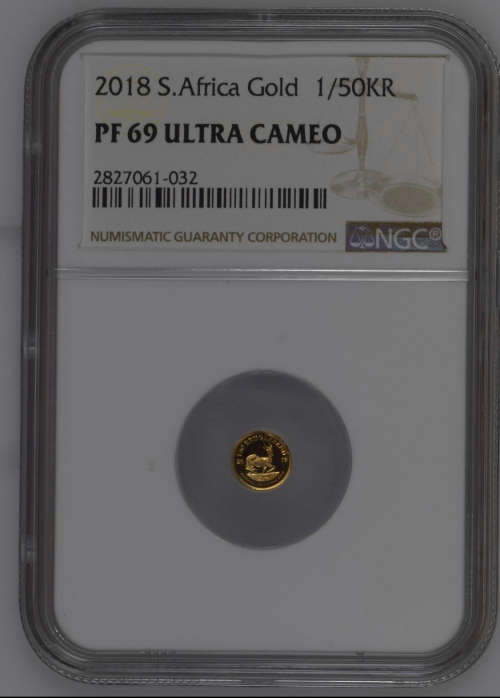 2018 South Africa 1/50 oz Gold Krugerrand Proof Coin NGC PF69UC