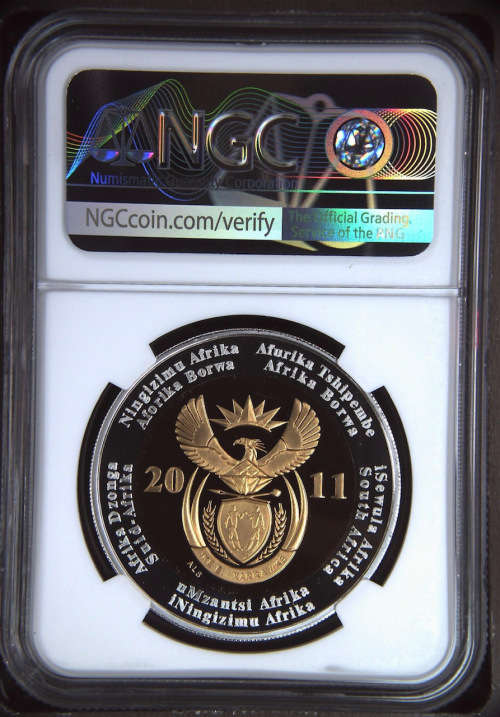 HOT - 2011 South Africa Silver R5 Rand 90th Anniversary  PF70UC