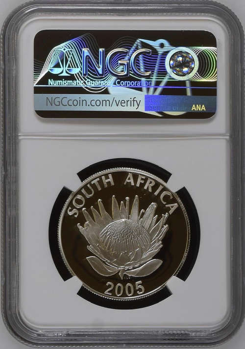 HOT - 2005 SOUTH AFRICA SILVER R1 ALBERT LUTHULI PF70UC