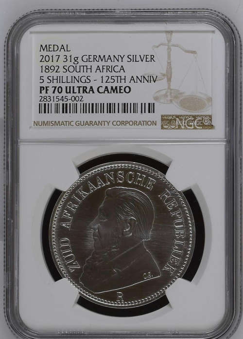HOT FINEST KNOWN- 1892 5 SHILLING 125TH ANNIVERSARY - FINEST KNOWN PF70UC