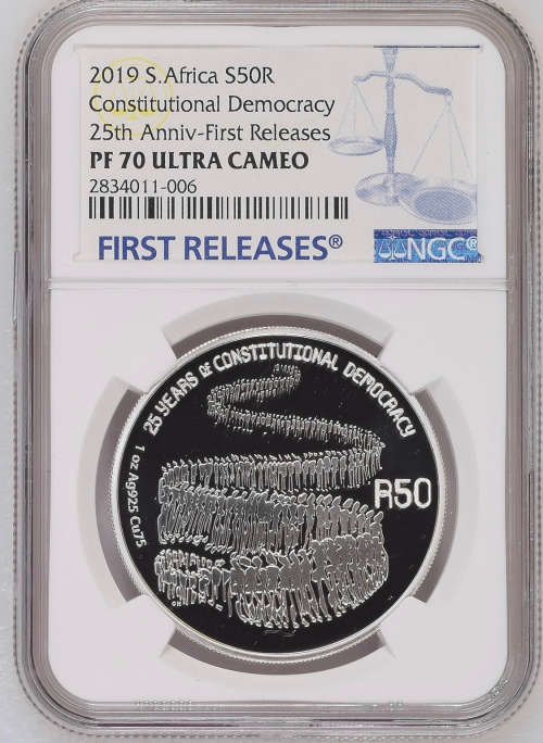 HOT - 2019 DEMOCRACY 25YRS SA25 8 COIN NGC GRADED SET - FIRST RELEASES