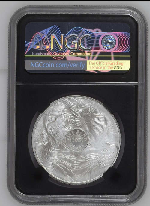 HOT - 2019 Silver R5 Big 5 Lion MS70 BLACK SLAB - Limited Edition Big 5 Wine with coin
