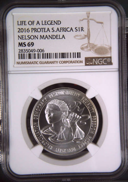 HOT - 2016 South Africa Silver R1 Life of a Legend Nelson Mandela MS69