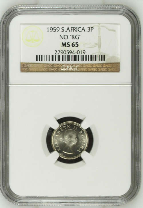 HOT - MS65 "NO KG" 1959 3P - VERY SCARCE IN THIS CONDITION -