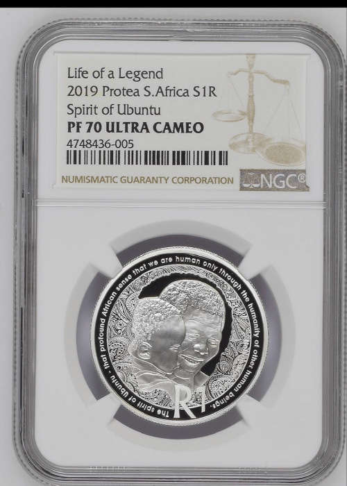HOT FINEST KNOWN - 2019 South Africa Silver R1 Life of a Legend Nelson Mandela PF70UC