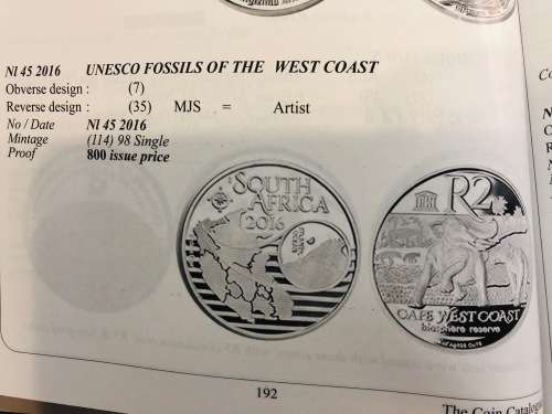 VERY SCARCE COIN-Mintage 98 - HOT 2016 South Africa Cape West Coast Biosphere Reserve Fossils PF70UC